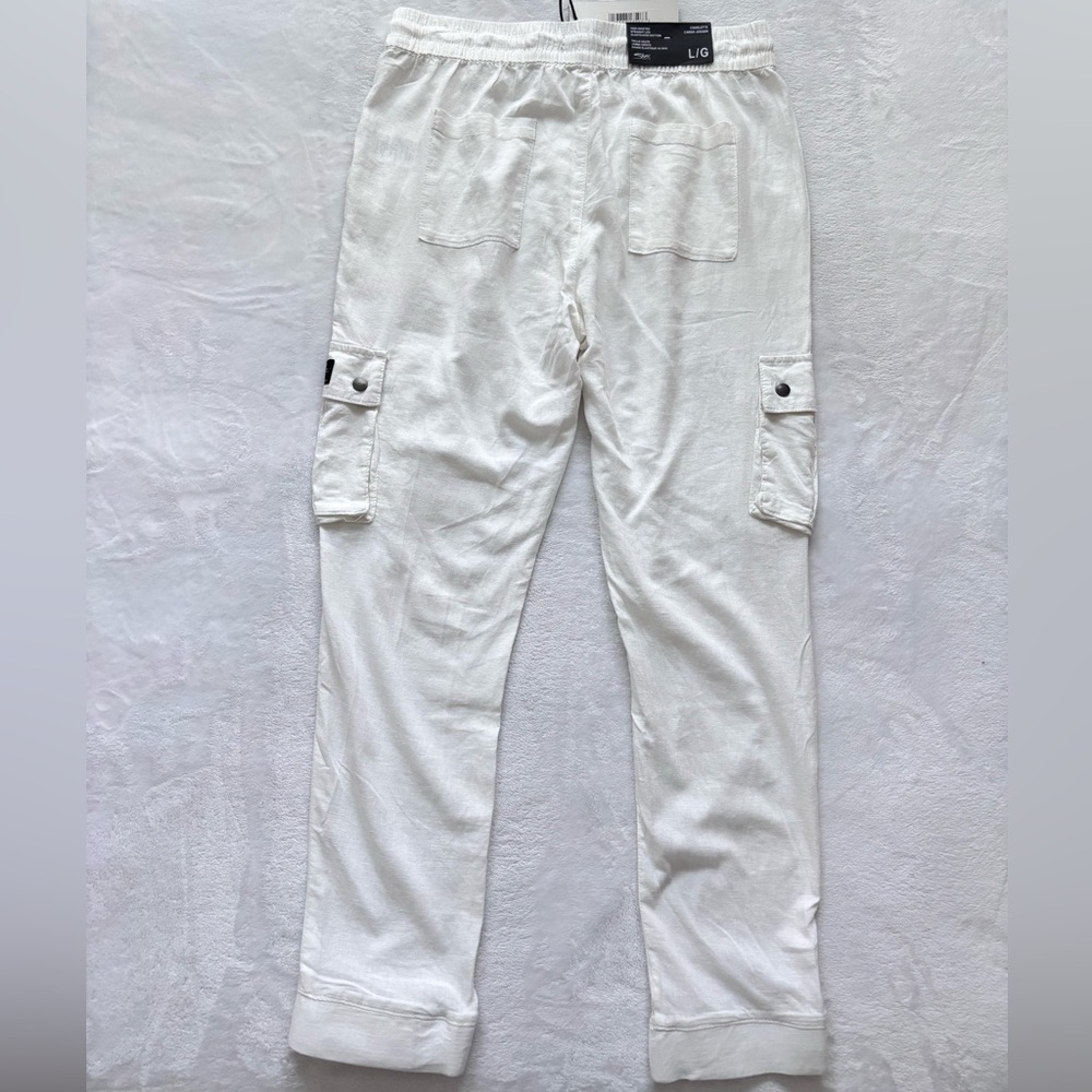 SILVER JEANS Charlotte High Waisted Straight Leg White Cargo Jogger--NWT--L - Picture 6 of 16
